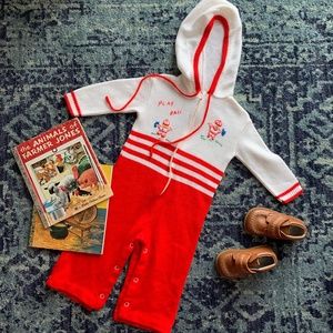 Vintage Baby Knit Hooded Playsuit Little Angels